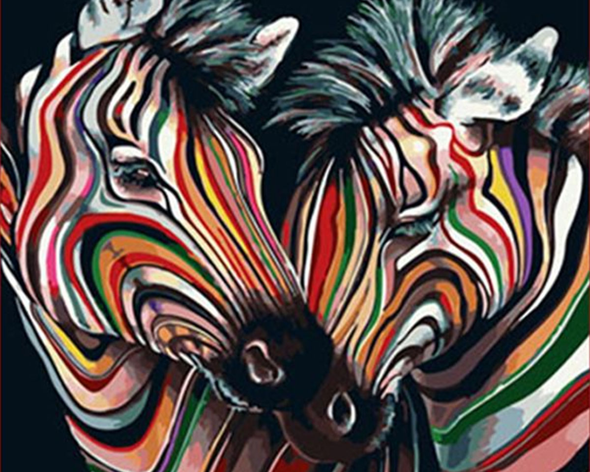 Pictura pe numere - Cuplu de zebre colorate