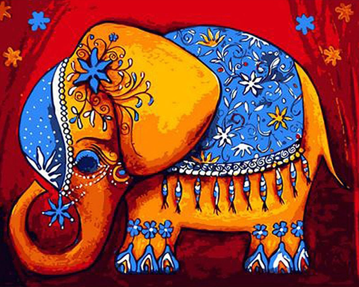 Pictura pe numere - Elefantel imbracat de sarbatoare